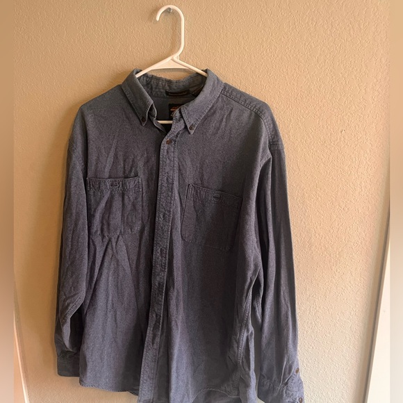 Large Eddie Bauer Blue Cotton Button Up Shirt - Picture 2 of 5